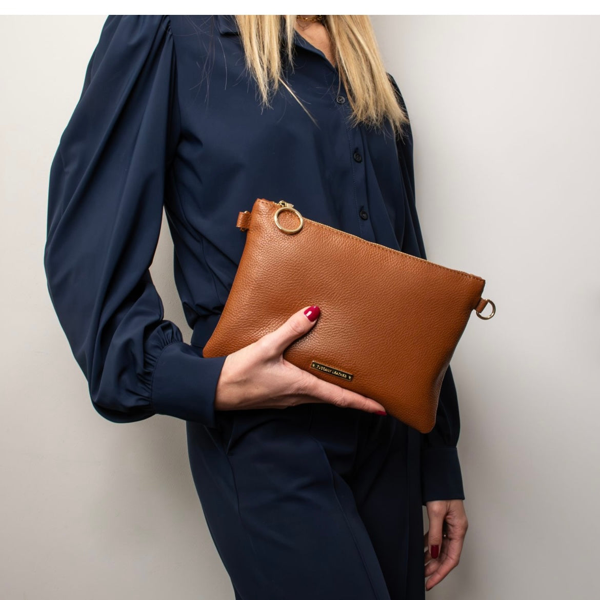 The Tropical Duchess Tuscany Leather TL BAG TL142029 Soft Leather Clutch in Lipstick Red