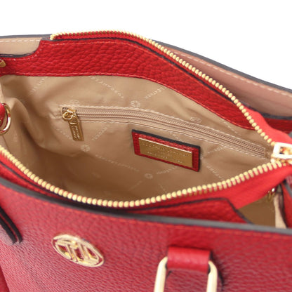 The Tropical Duchess Tuscany Leather  DAMA TL142565 Leather Handbag in Lipstick Red