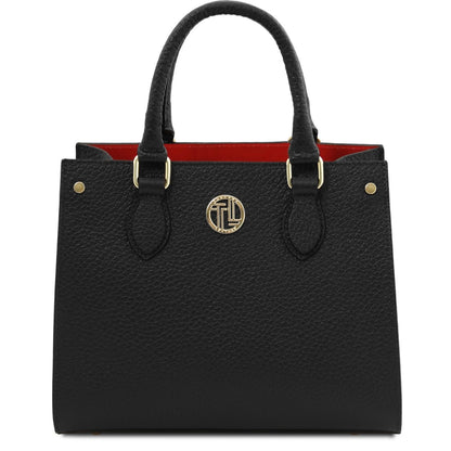The Tropical Duchess Tuscany Leather  DAMA TL142565 Leather Handbag in Black