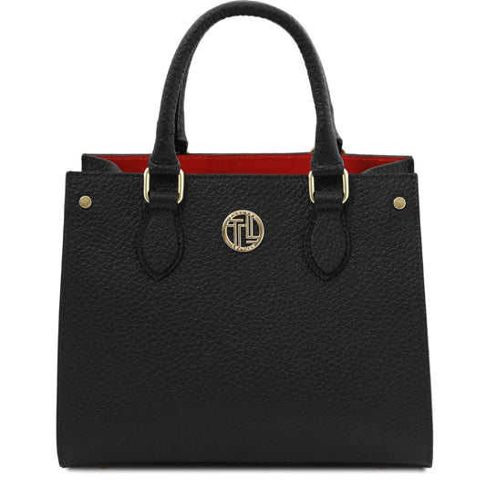 The Tropical Duchess Tuscany Leather  DAMA TL142565 Leather Handbag in Black