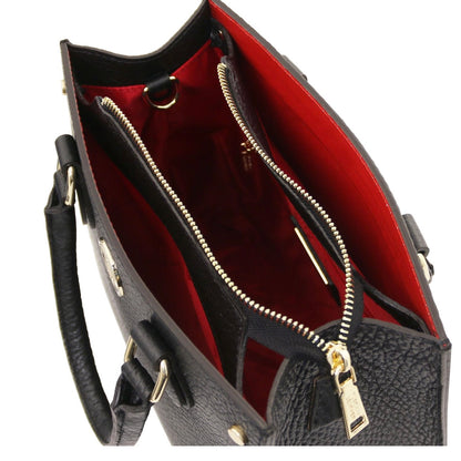 The Tropical Duchess Tuscany Leather  DAMA TL142565 Leather Handbag in Black