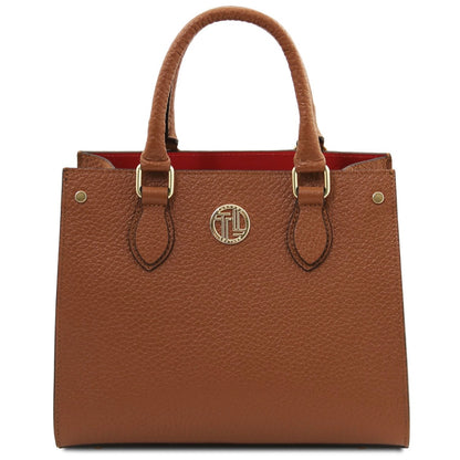The Tropical Duchess Tuscany Leather  DAMA TL142565 Leather Handbag in Cognac