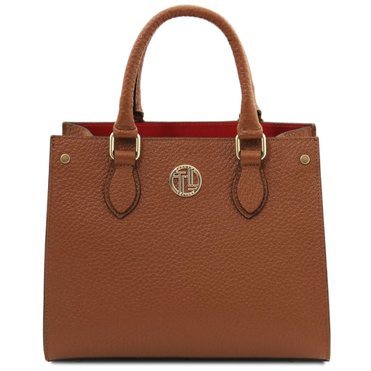 The Tropical Duchess Tuscany Leather  DAMA TL142565 Leather Handbag in Cognac