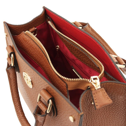 The Tropical Duchess Tuscany Leather  DAMA TL142565 Leather Handbag in Cognac