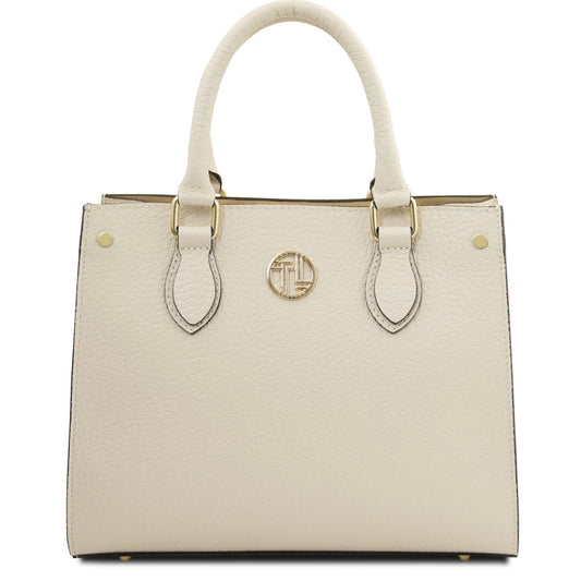 The Tropical Duchess Tuscany Leather  DAMA TL142565 Leather Handbag in Beige