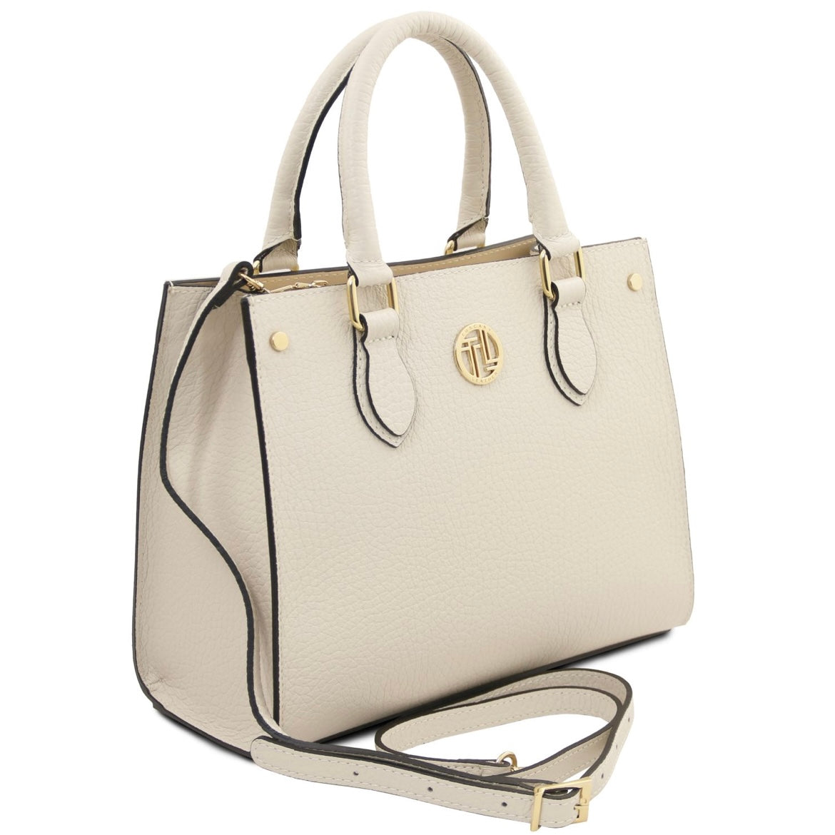 The Tropical Duchess Tuscany Leather  DAMA TL142565 Leather Handbag in Beige