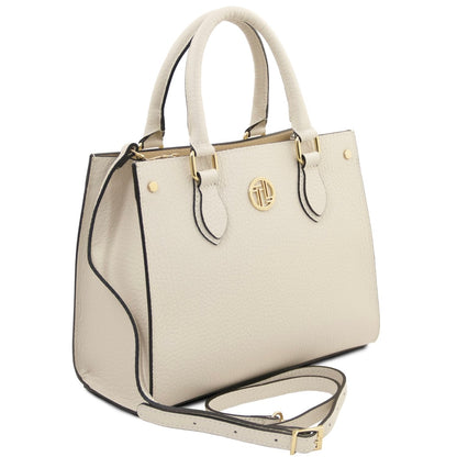 The Tropical Duchess Tuscany Leather  DAMA TL142565 Leather Handbag in Beige