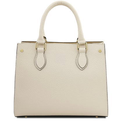 The Tropical Duchess Tuscany Leather  DAMA TL142565 Leather Handbag in Beige