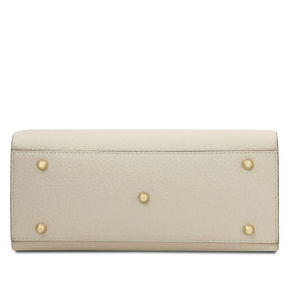 The Tropical Duchess Tuscany Leather  DAMA TL142565 Leather Handbag in Beige