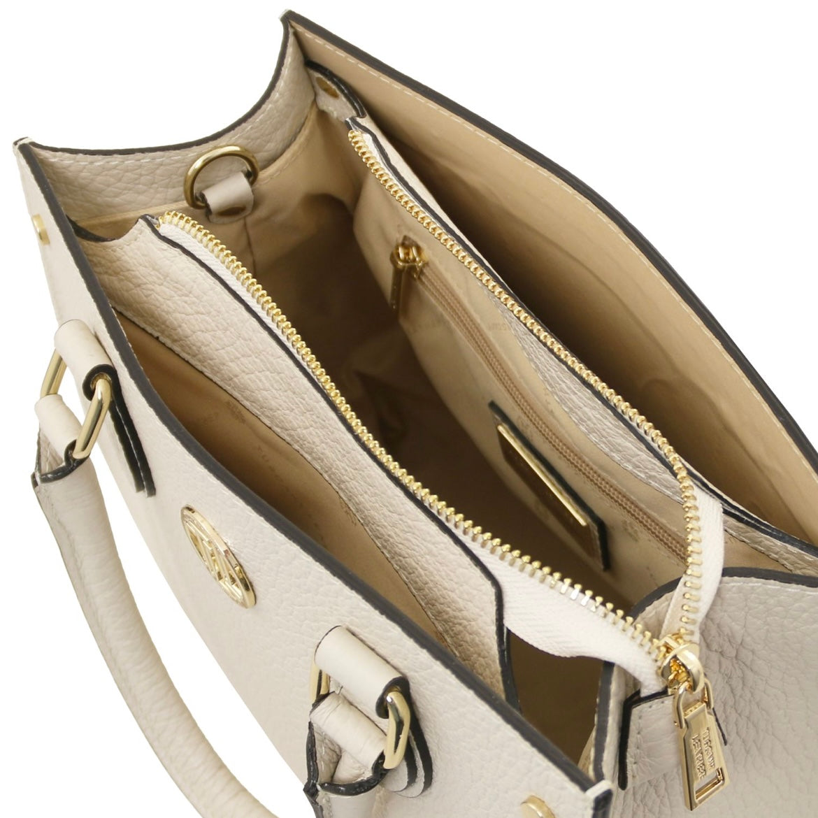The Tropical Duchess Tuscany Leather  DAMA TL142565 Leather Handbag in Beige