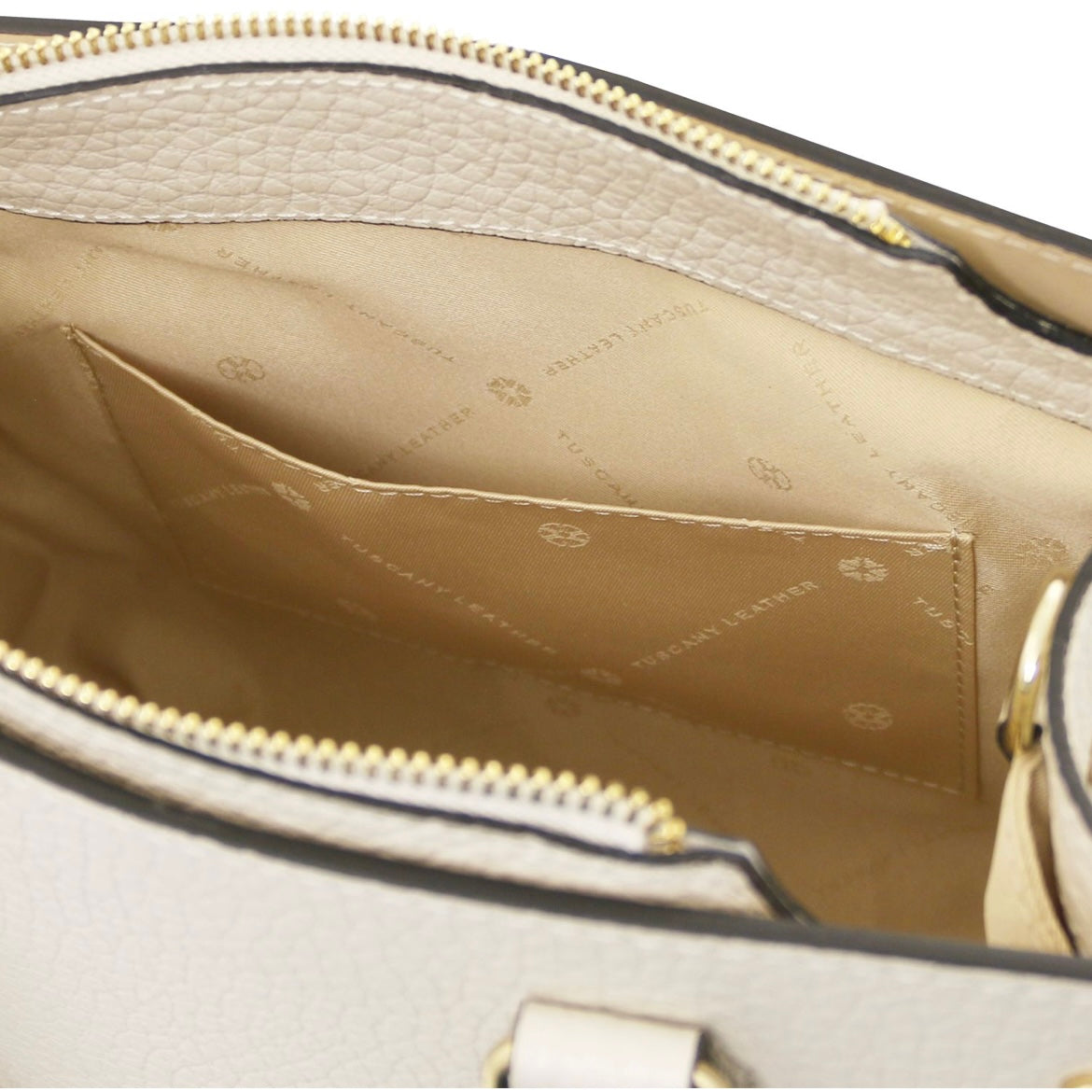 The Tropical Duchess Tuscany Leather  DAMA TL142565 Leather Handbag in Beige