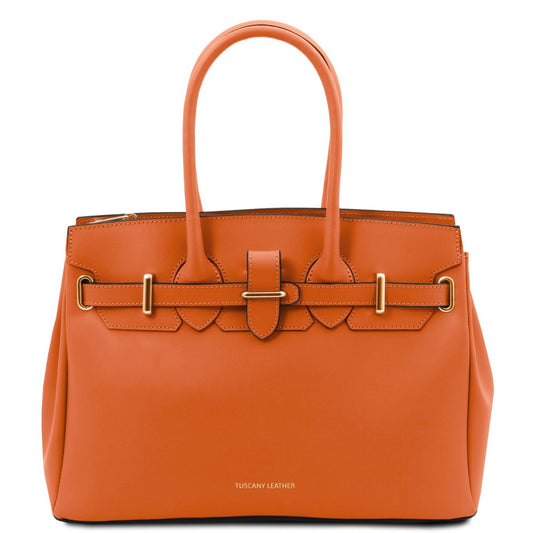 The Tropical Duchess Tuscany Leather TL BAG TL142174 Leather Handbag in Orange