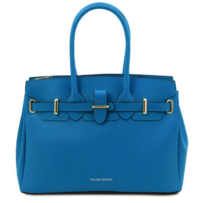 The Tropical Duchess Tuscany Leather TL BAG TL142174 Leather Handbag in Blue
