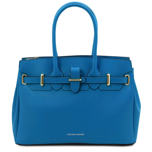 The Tropical Duchess Tuscany Leather TL BAG TL142174 Leather Handbag in Blue