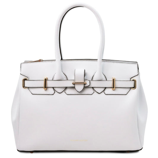 The Tropical Duchess Tuscany Leather TL BAG TL142174 Leather Handbag in White