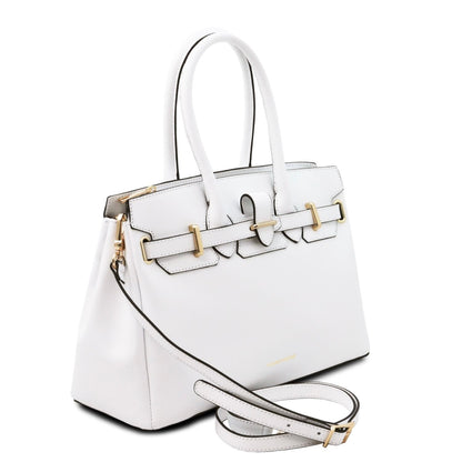 The Tropical Duchess Tuscany Leather TL BAG TL142174 Leather Handbag in White
