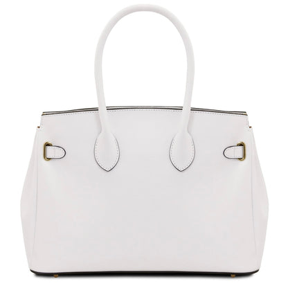 The Tropical Duchess Tuscany Leather TL BAG TL142174 Leather Handbag in White