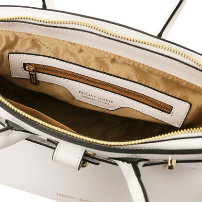 The Tropical Duchess Tuscany Leather TL BAG TL142174 Leather Handbag in White