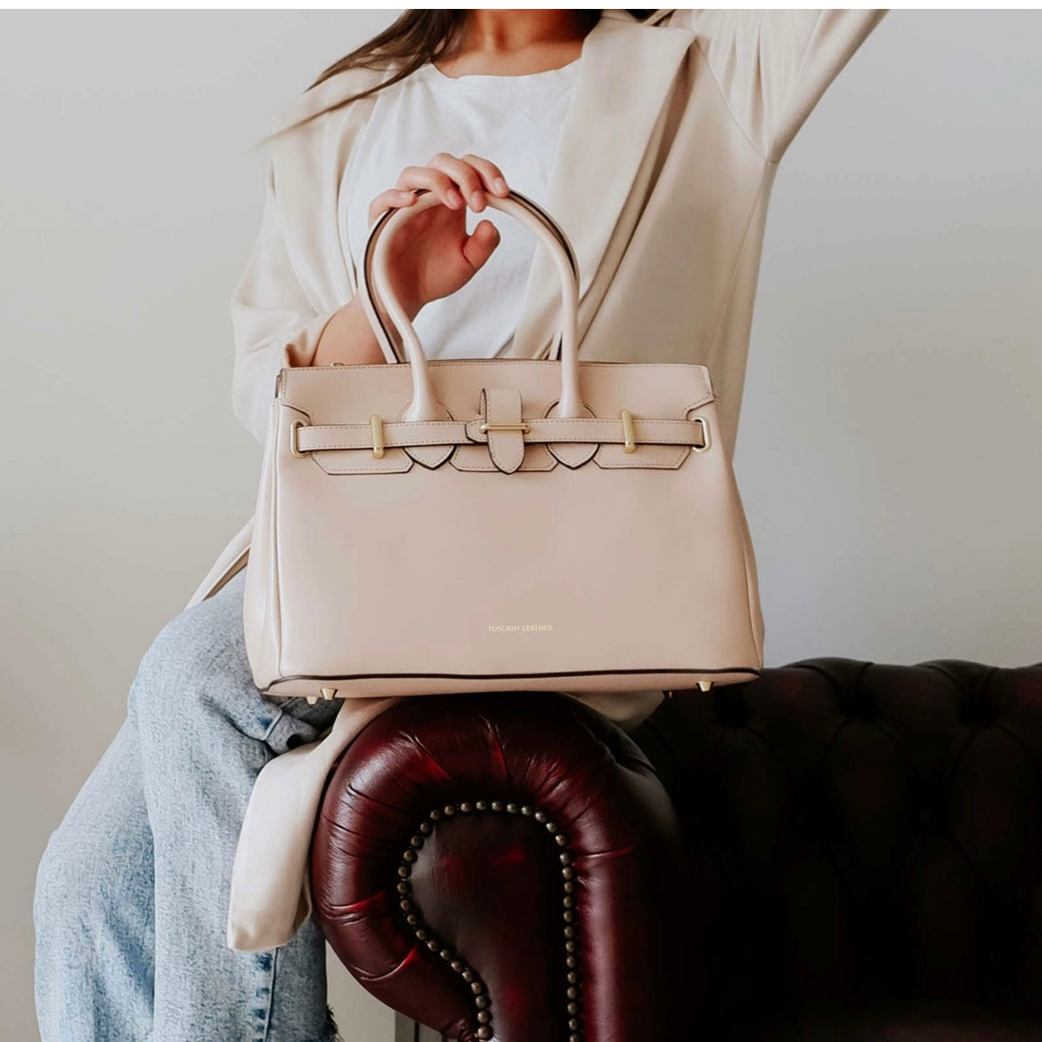 The Tropical Duchess Tuscany Leather TL BAG TL142174 Leather Handbag in White