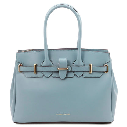 The Tropical Duchess Tuscany Leather TL BAG TL142174 Leather Handbag in Light Blue