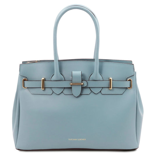 The Tropical Duchess Tuscany Leather TL BAG TL142174 Leather Handbag in Light Blue