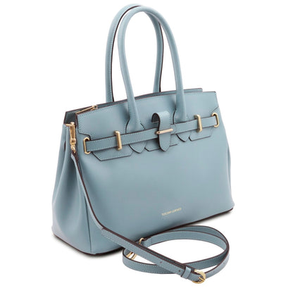 The Tropical Duchess Tuscany Leather TL BAG TL142174 Leather Handbag in Light Blue