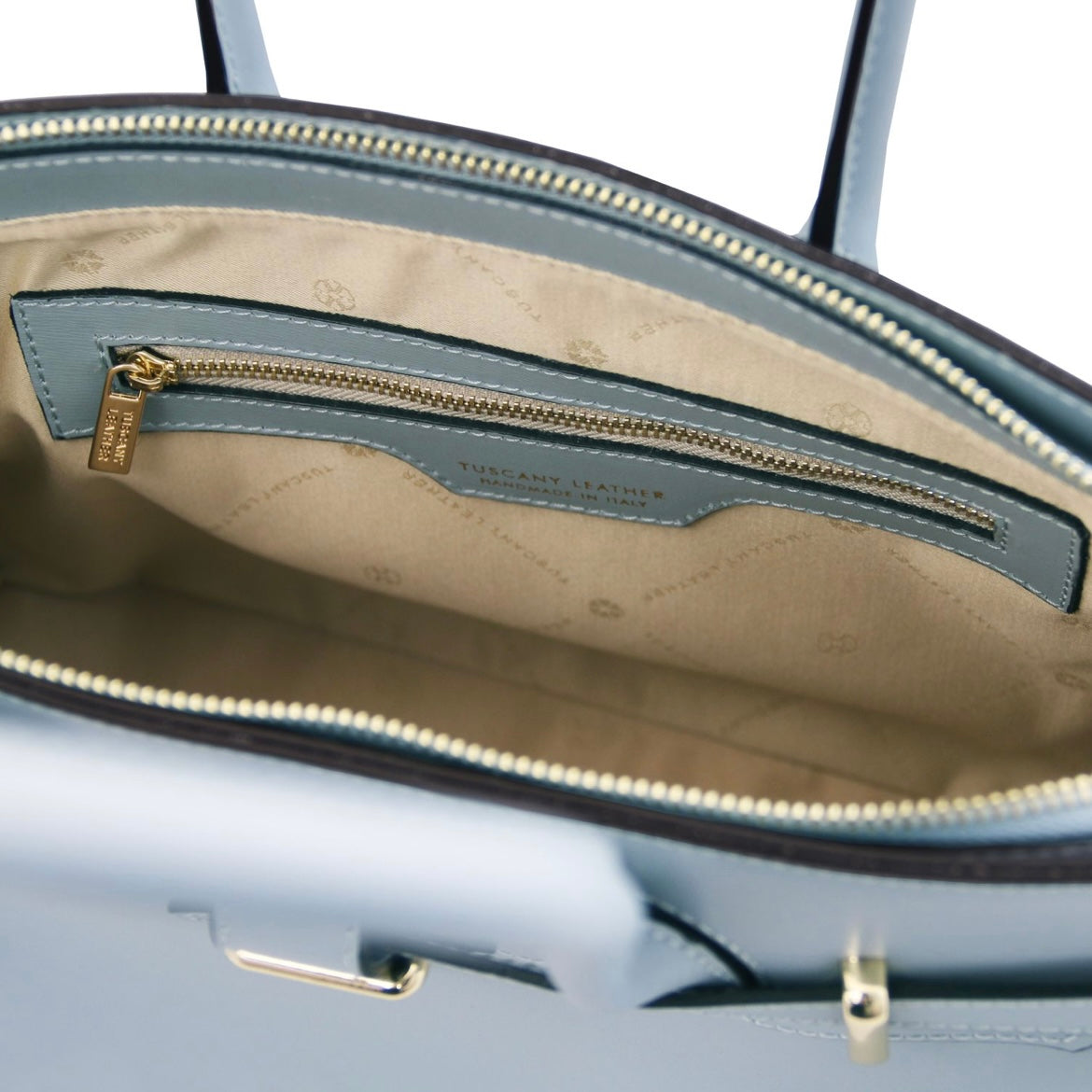 The Tropical Duchess Tuscany Leather TL BAG TL142174 Leather Handbag in Light Blue