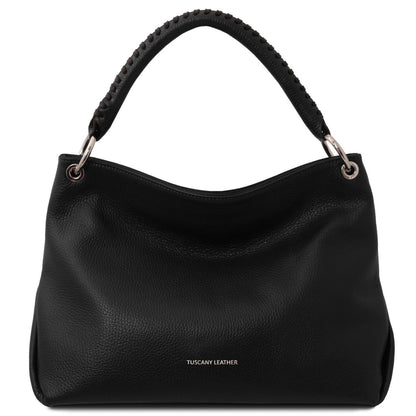 The Tropical Duchess Tuscany Leather TL142087 Soft Leather Shoulder bag in Black