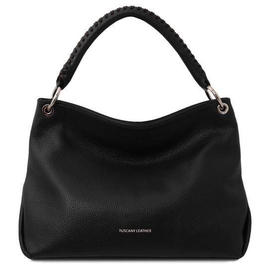 The Tropical Duchess Tuscany Leather TL142087 Soft Leather Shoulder bag in Black
