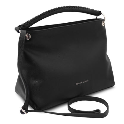 The Tropical Duchess Tuscany Leather TL142087 Soft Leather Shoulder bag in Black