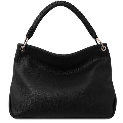 The Tropical Duchess Tuscany Leather TL142087 Soft Leather Shoulder bag in Black