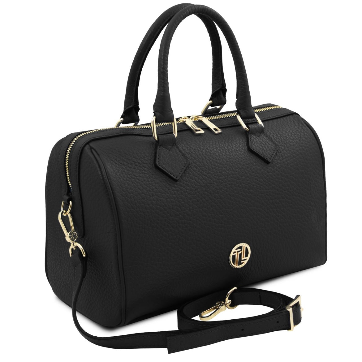 The Tropical Duchess Tuscany Leather  BARRIQUE TL142586 Leather Duffle bag in Black