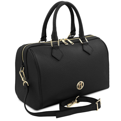 The Tropical Duchess Tuscany Leather  BARRIQUE TL142586 Leather Duffle bag in Black