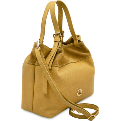 The Tropical Duchess Tuscany Leather  DIADE TL142587 Soft Leather Shopping bag in Yellow