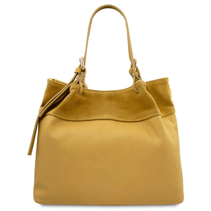 The Tropical Duchess Tuscany Leather  DIADE TL142587 Soft Leather Shopping bag in Yellow