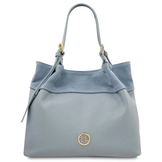 The Tropical Duchess Tuscany Leather  DIADE TL142587 Soft Leather Shopping bag in Light Blue