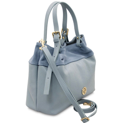 The Tropical Duchess Tuscany Leather  DIADE TL142587 Soft Leather Shopping bag in Light Blue