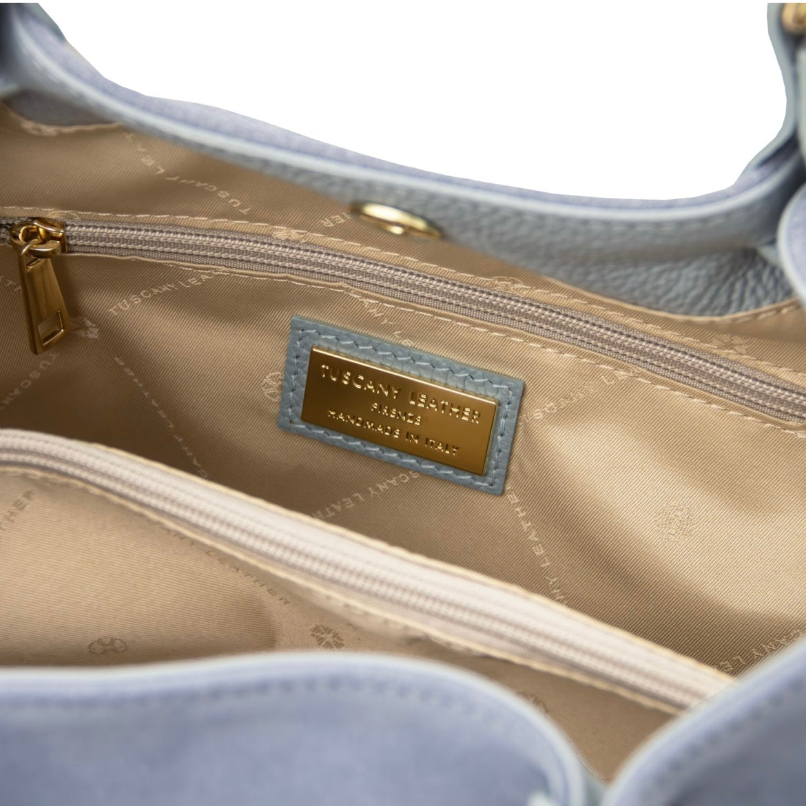 The Tropical Duchess Tuscany Leather  DIADE TL142587 Soft Leather Shopping bag in Light Blue