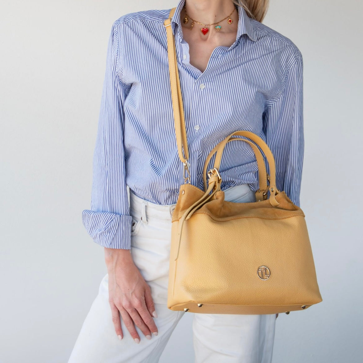 The Tropical Duchess Tuscany Leather  DIADE TL142587 Soft Leather Shopping bag in Light Blue