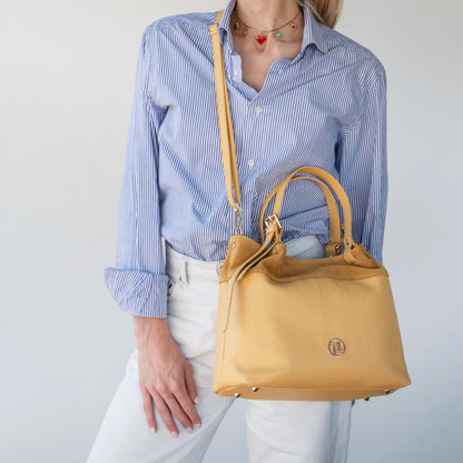 The Tropical Duchess Tuscany Leather  DIADE TL142587 Soft Leather Shopping bag in Light Blue