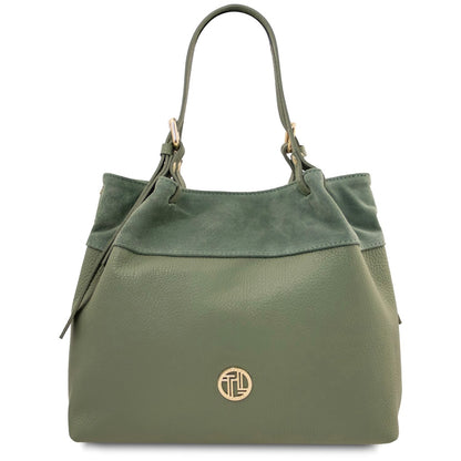 The Tropical Duchess Tuscany Leather  DIADE TL142587 Soft Leather Shopping bag in Mint Green