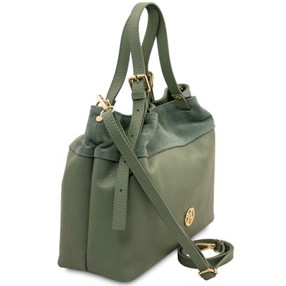 The Tropical Duchess Tuscany Leather  DIADE TL142587 Soft Leather Shopping bag in Mint Green