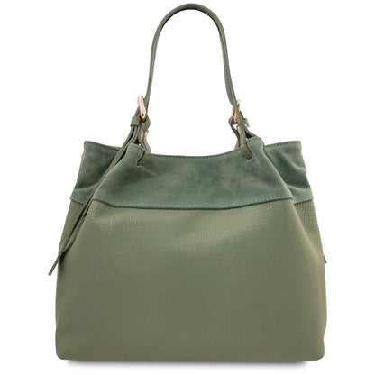 The Tropical Duchess Tuscany Leather  DIADE TL142587 Soft Leather Shopping bag in Mint Green