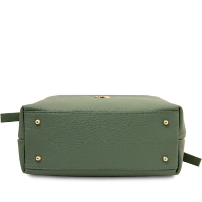 The Tropical Duchess Tuscany Leather  DIADE TL142587 Soft Leather Shopping bag in Mint Green