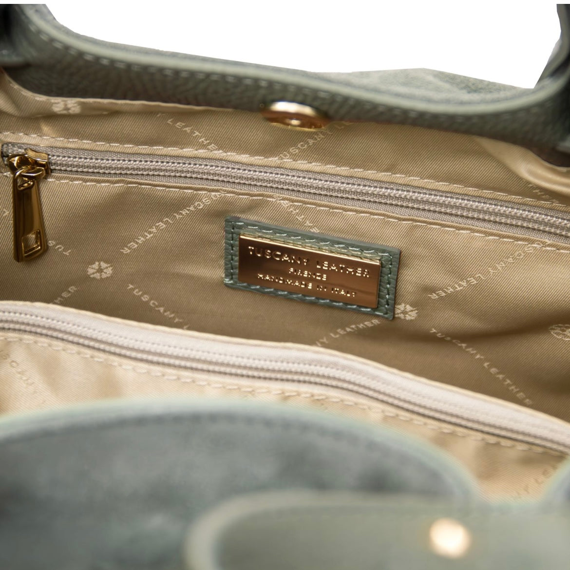 The Tropical Duchess Tuscany Leather  DIADE TL142587 Soft Leather Shopping bag in Mint Green