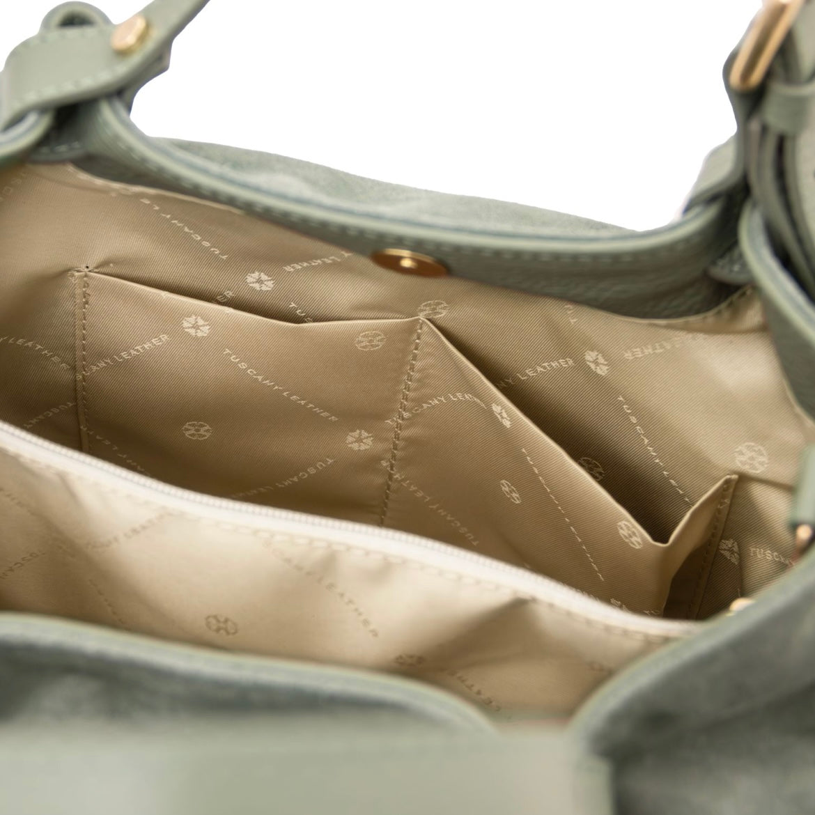 The Tropical Duchess Tuscany Leather  DIADE TL142587 Soft Leather Shopping bag in Mint Green
