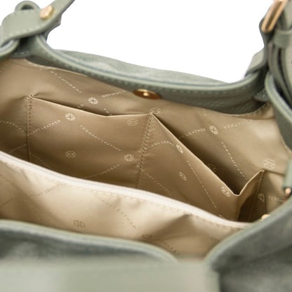 The Tropical Duchess Tuscany Leather  DIADE TL142587 Soft Leather Shopping bag in Mint Green