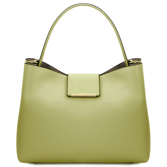 The Tropical Duchess Tuscany Leather  CLIO TL142356 Leather Secchiello bag in Lime Green