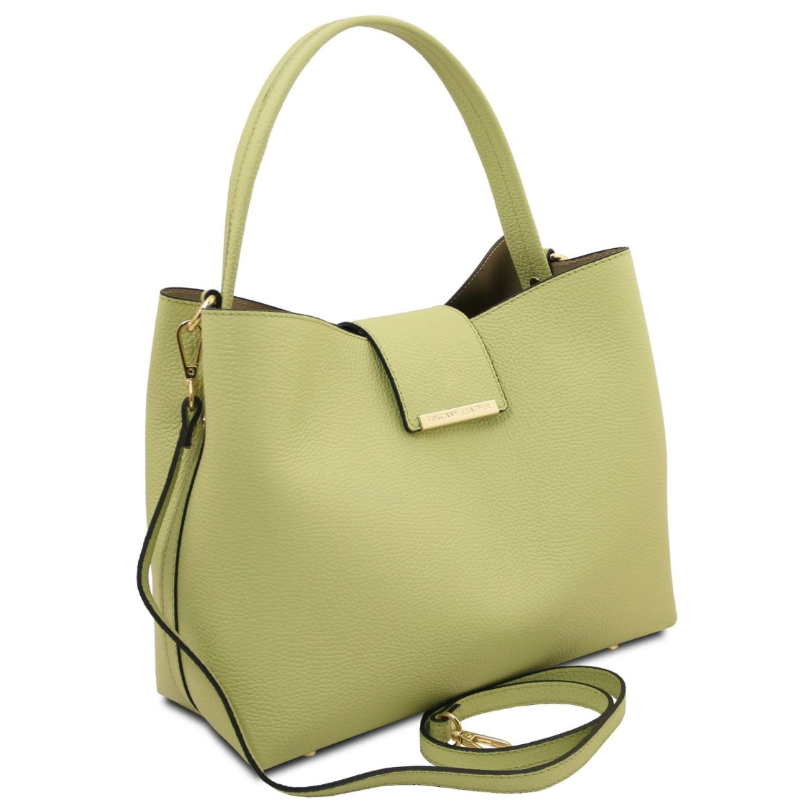 The Tropical Duchess Tuscany Leather  CLIO TL142356 Leather Secchiello bag in Lime Green