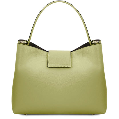 The Tropical Duchess Tuscany Leather  CLIO TL142356 Leather Secchiello bag in Lime Green